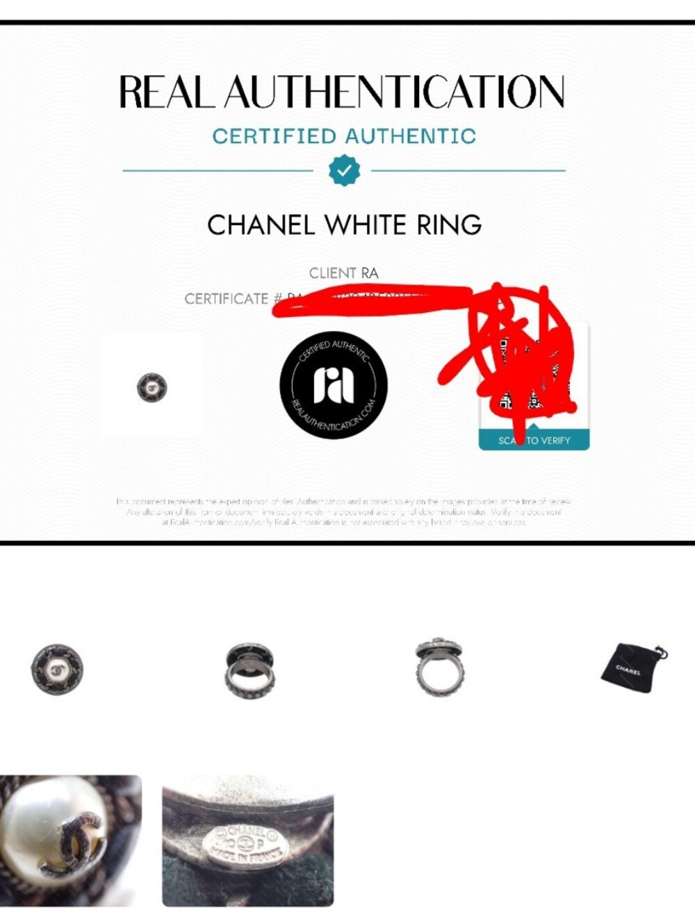 Vintage CHANEL cc stamped ruthenium Ring size US 6.5 with COA - Picture 5 of 9